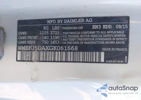 2016 Smart Fortwo Prime from USA, damaged, VIN WMEFJ5DAXGK061668